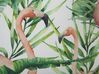 Conjunto de 2 tumbonas de jardín de madera de acacia oscura con tela verde/blanco/rosa ANZIO_800435