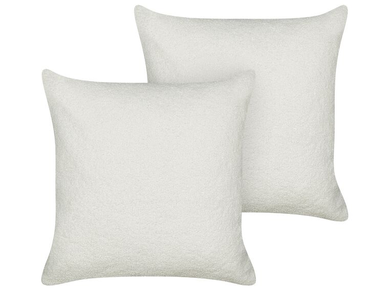 Set of 2 Boucle Cushions 45 x 45 cm White LEUZEA_903294