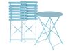 Salon de jardin bistrot table et 2 chaises en acier bleu FIORI_369761
