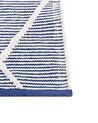Teppich Baumwolle blau / weiss 80 x 150 cm geometrisches Muster Kurzflor SYNOPA_842827