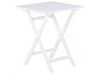 Table et 2 chaises de jardin blanches en bois avec coussins bleus FIJI _764275
