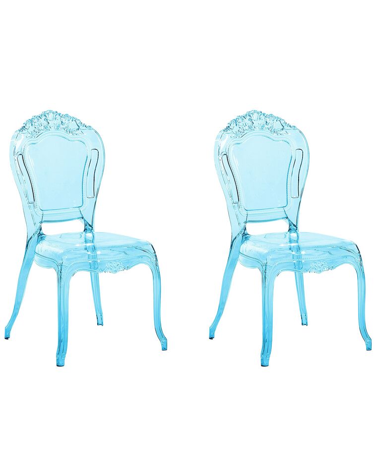 Conjunto de 2 sillas de comedor azul claro/transparente VERMONT_691838