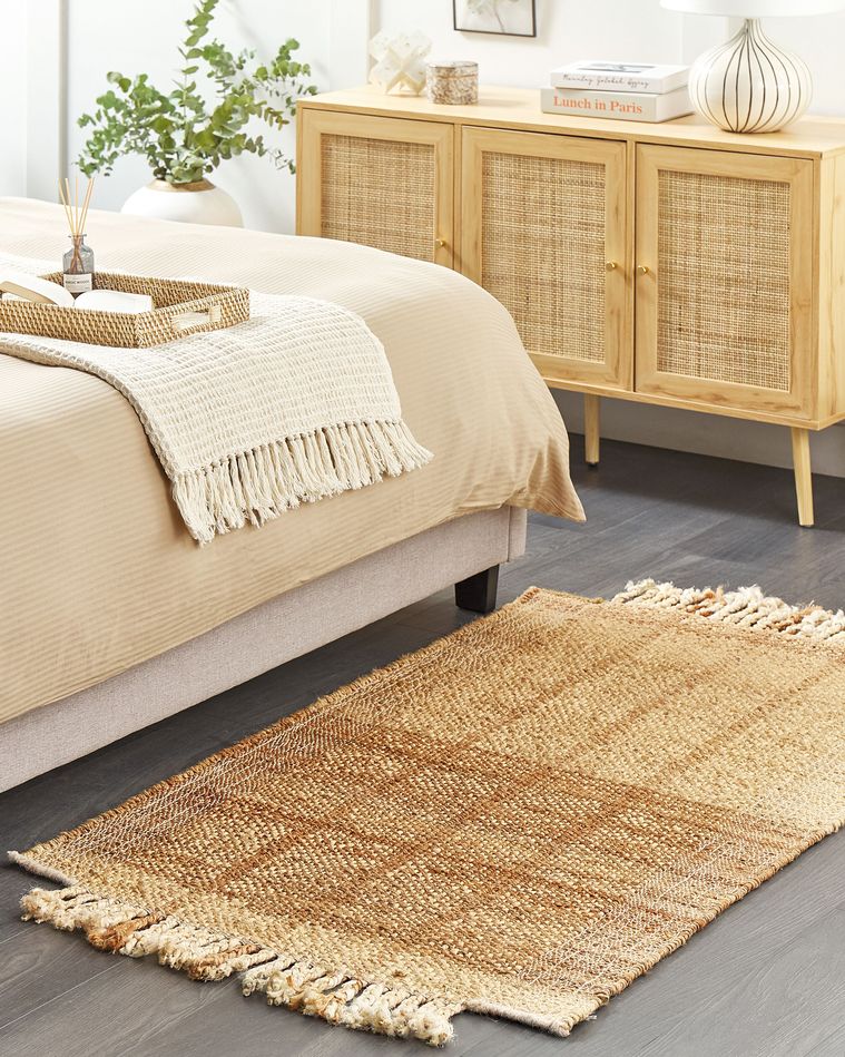 Jute Area Rug 80 x 150 cm Beige KARKIN Beliani.co.uk