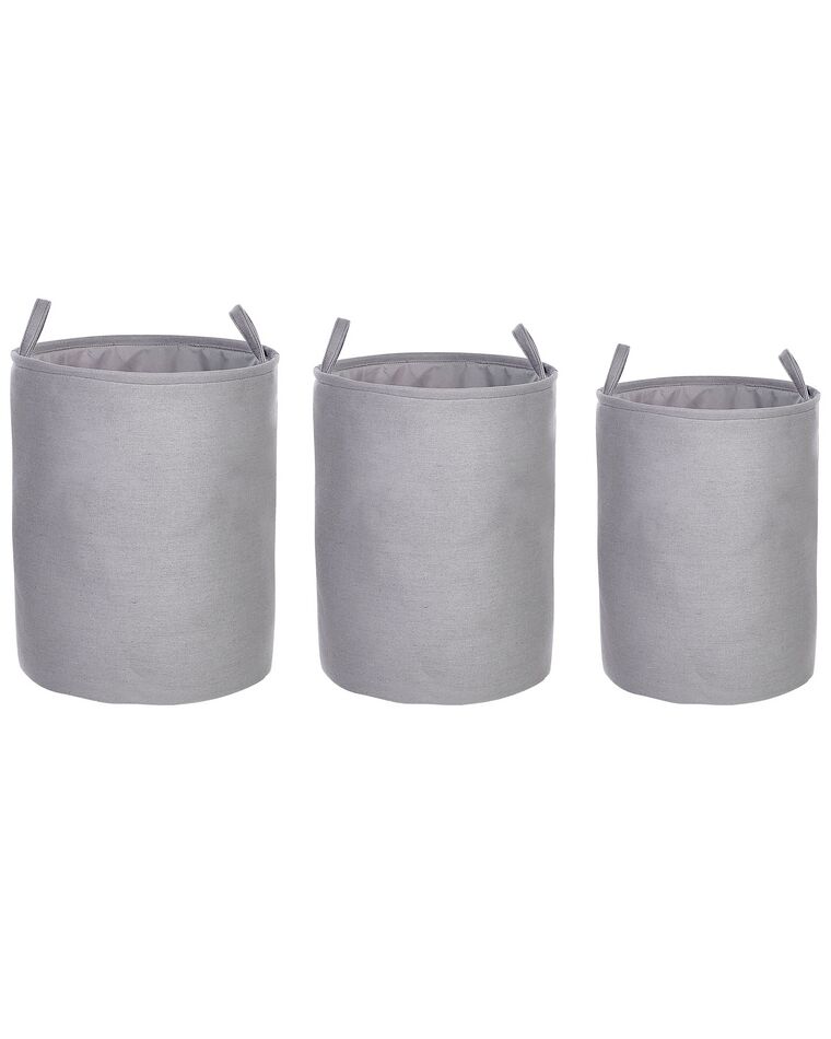 Conjunto de 3 cestos em tecido de poliéster cinzento ARCHA_849685