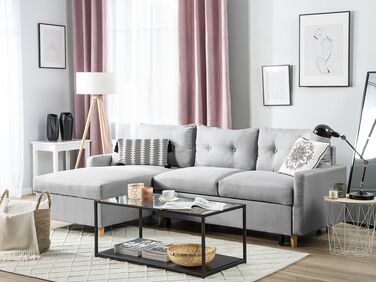 Right Hand Corner Sofa Bed with Storage Light Grey FLAKK