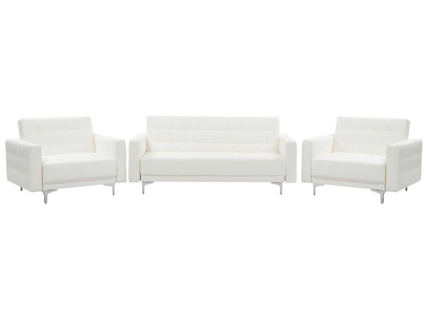 Modular Faux Leather Living Room Set White ABERDEEN_739461