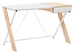 Työpöytä 120 x 60 cm vaalea puu/valkoinen HAMDEN