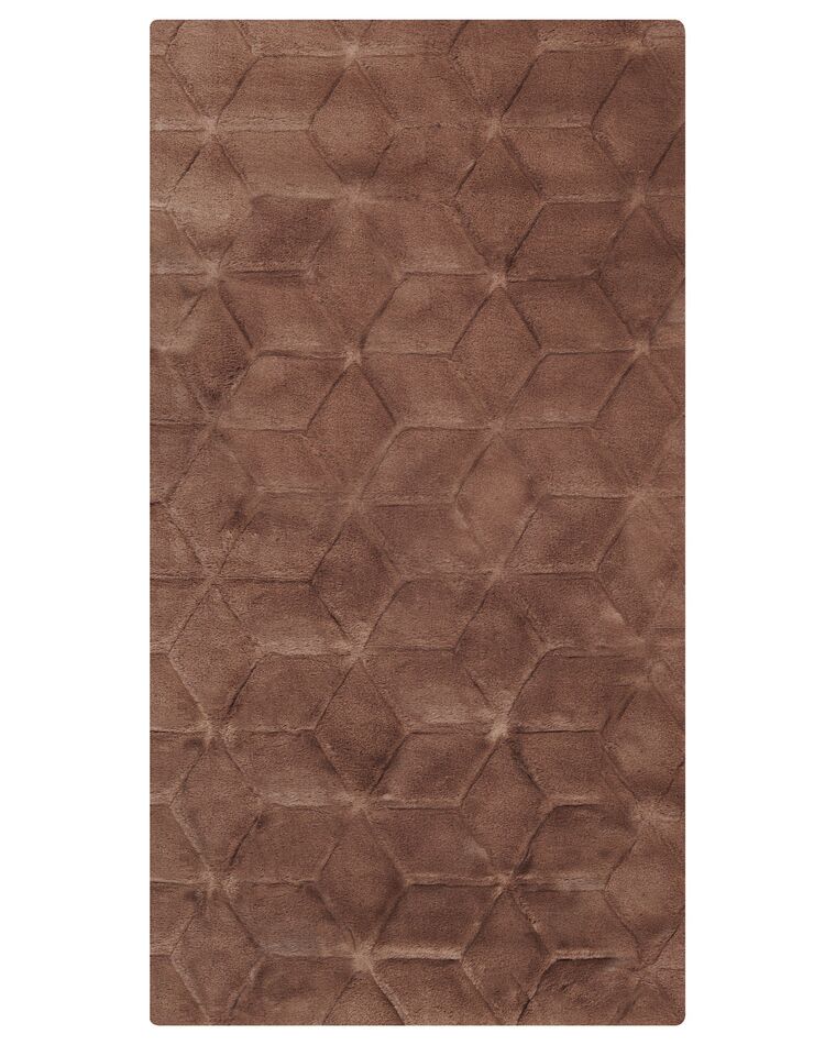 Faux Rabbit Fur Rug 80 x 150 cm Brown THATTA Beliani.it