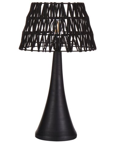 Tischlampe Mangoholz schwarz 47 cm Kegelform PELLEJAS