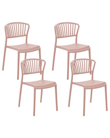 Conjunto de 4 sillas de comedor rosa pastel GELA