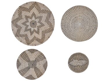 Sada 4 nástenných dekorácií z morskej trávy prírodná LAOCAI