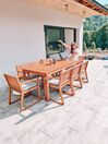 Zestaw ogrodowy drewniany stół i 8 krzeseł z poduszkami szarymi SASSARI_828049