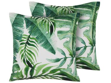 Set of 2 Outdoor Cushion Leaf Print 45 x 45 cm Green PAVELLI