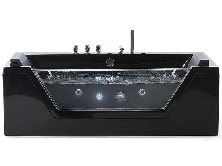 Whirlpool Badewanne schwarz LED Unterwasserbeleuchtung 174 x 80 cm SAMANA_680961