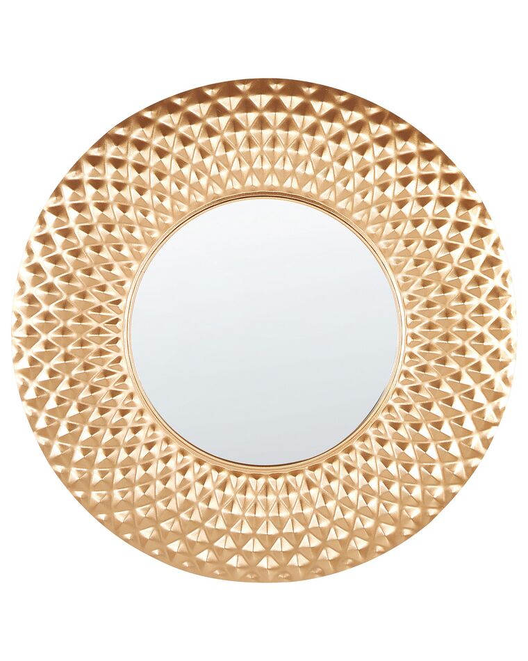 Okrúhle kovové nástenné zrkadlo ø 60 cm zlaté COMBE_892157