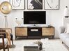 Móvel de TV com 1 gavetas e 2 portas em preto e madeira clara ARKLEY_791807