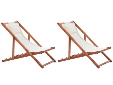Ligstoel set van 2 met twee vervangende hoezen (diverse opties) donkerhout AVELLINO