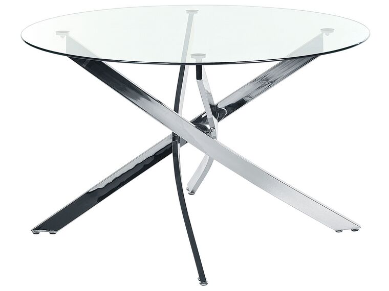 Okrúhly jedálenský stôl so sklenenou doskou ⌀ 120 cm strieborný MARAMO_875691