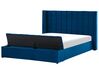 Bed met opbergbank fluweel blauw 180 x 200 cm NOYERS_834707