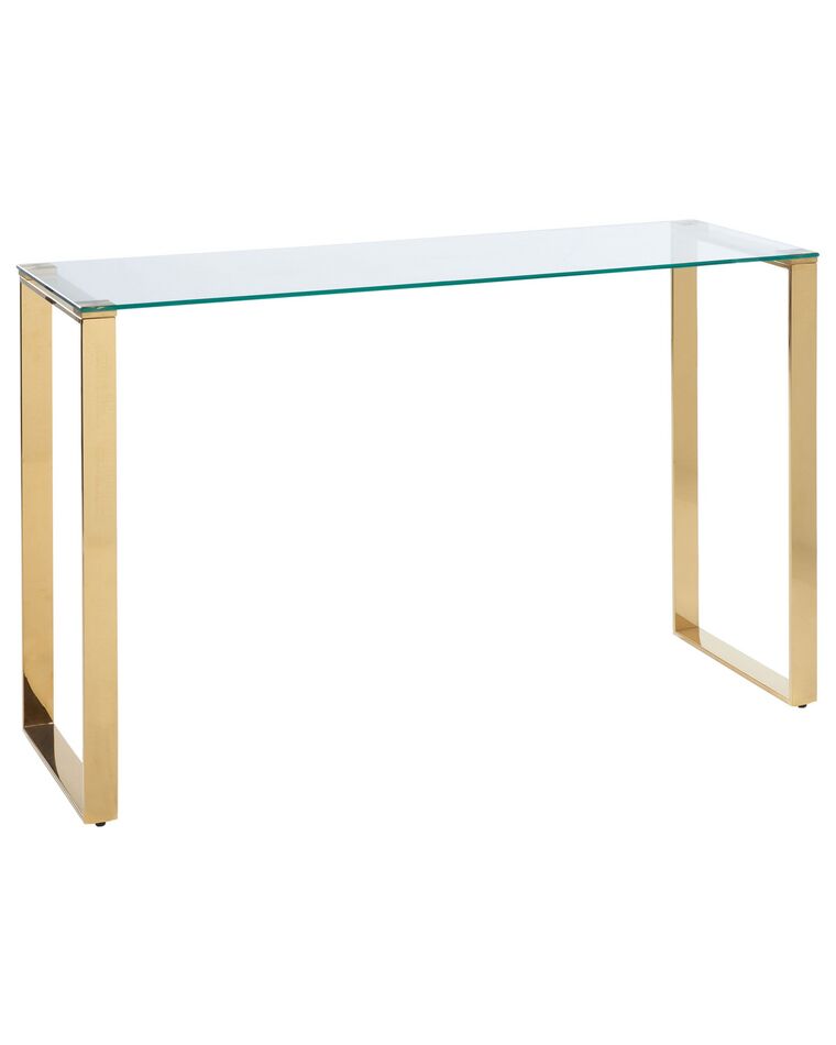 Glass Top Console Table Gold TILON Beliani.co.uk