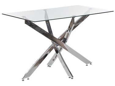 Table à manger rectangulaire verre et chrome argenté 120 x 70 cm MARAMO