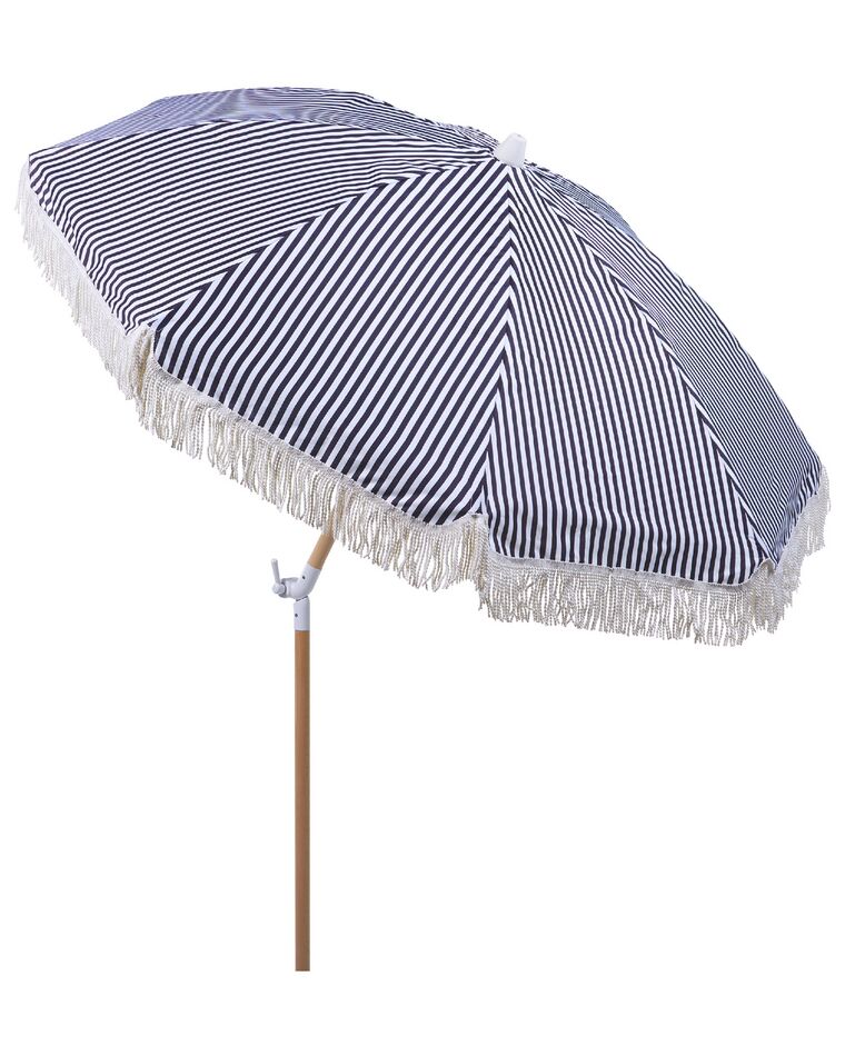 Sonnenschirm ⌀ 150 cm schwarz / weiß mit Volant MONDELLO Beliani.de