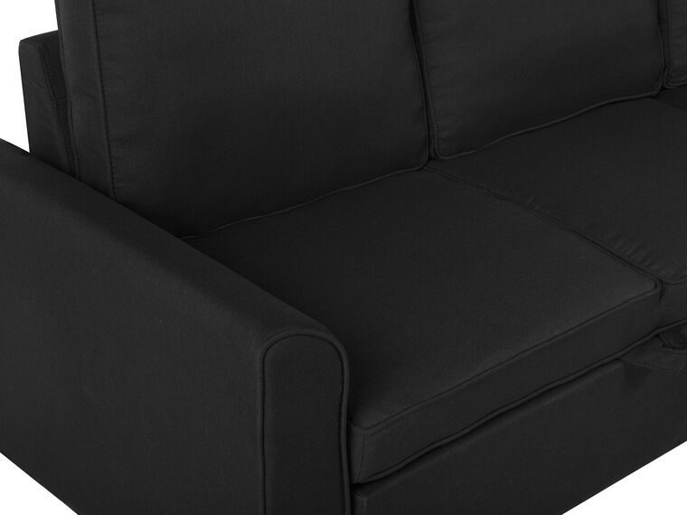 Left Hand Fabric Corner Sofa Bed with Storage Black NESNA Beliani.co.uk