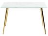 Glass Top Dining Table 120 x 70 cm Marble Effect and Gold MULGA_850507