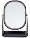Espejo de maquillaje LED de metal rosa dorado/negro 20 x 32 cm DORDOGNE_848342