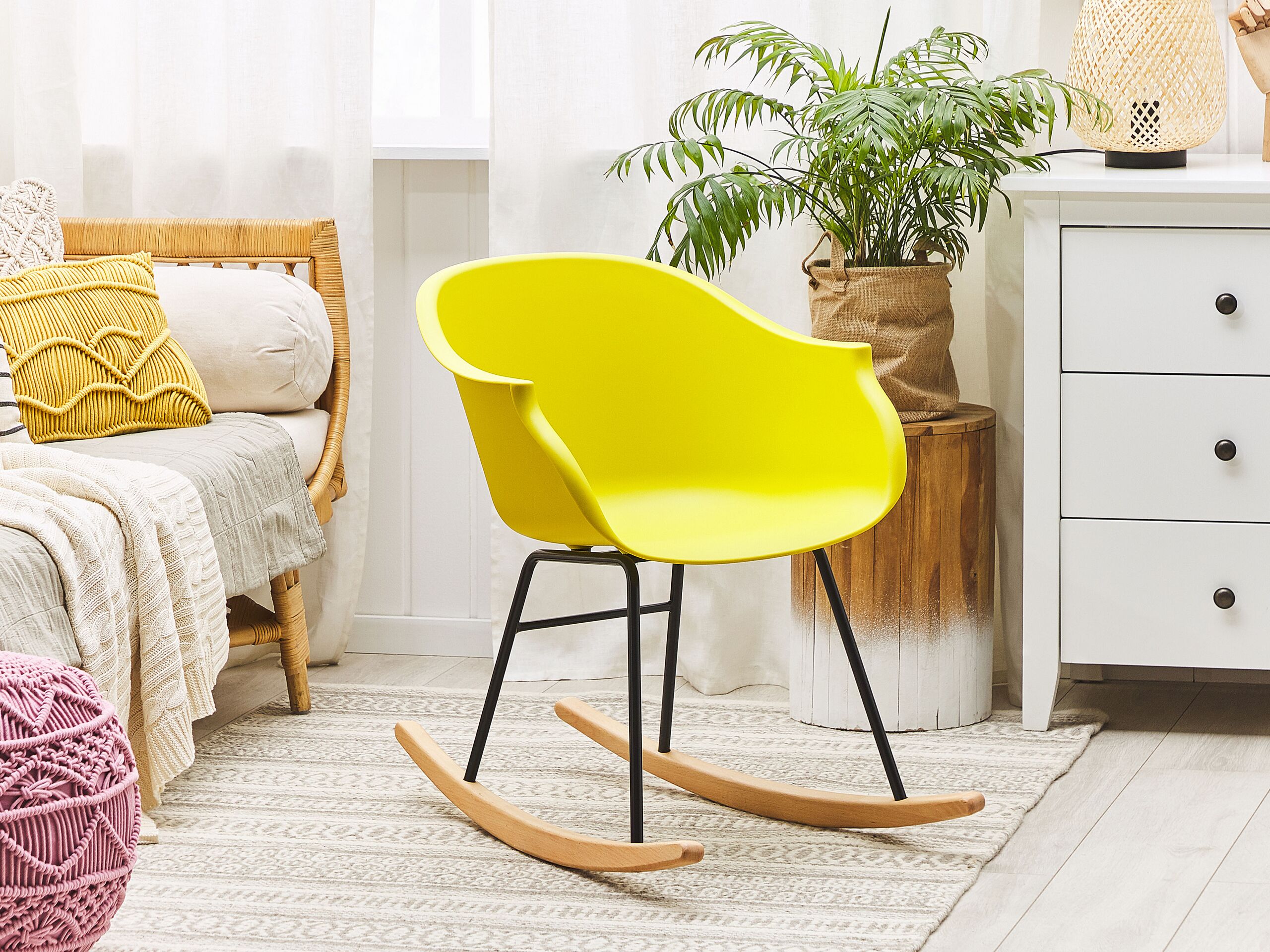 Cadeira de baloiço em plástico amarelo HARMONY