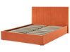 Zamatová posteľ s úložným priestorom 160 x 200 cm oranžová VION_826788