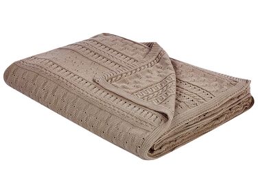 Cotton Bedspread 150 x 200 cm Brown DAULET
