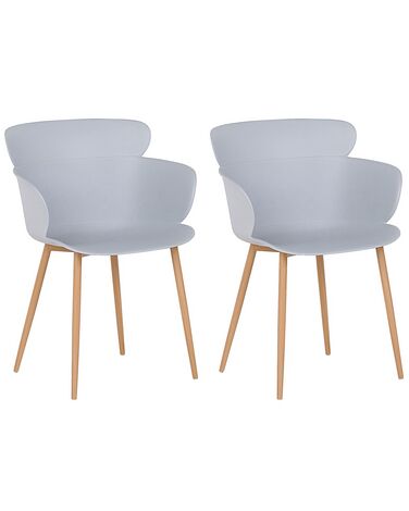 Conjunto de 2 sillas de comedor gris claro/madera clara SUMKLEY
