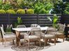 6 Seater Concrete Garden Dining Set with Chairs White with Beige OLBIA_816531