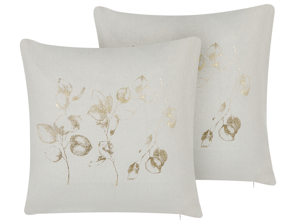 overschrijving Fantasie Merg Sierkussen set van 2 bloemenprint off-white 45 x 45 cm GOMPHRENA - ✓ Gratis  Levering