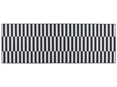 Teppich schwarz / weiß 70 x 200 cm Streifenmuster Kurzflor PACODE
