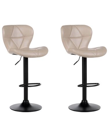 Sada 2 barových stoličiek z umelej kože svetlobéžová VALETTA II