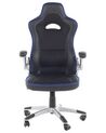 Chaise de bureau en cuir PU noir et bleu MASTER_678799