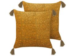 Koristetyyny sametti keltainen 45 x 45 cm 2 kpl RHEUM