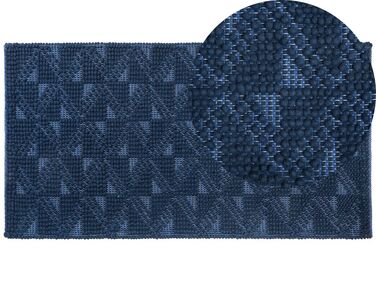 Tæppe 80x150 cm mørkeblå uld SAVRAN