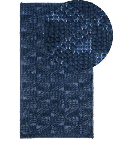Teppich Wolle marineblau 80 x 150 cm Kurzflor SAVRAN