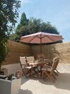 8 Seater Acacia Wood Garden Dining Set with Parasol and Taupe Cushions MAUI_828331