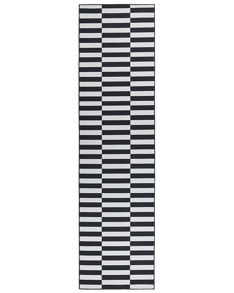 Teppich schwarz / weiss 80 x 300 cm Streifenmuster Kurzflor PACODE_831678