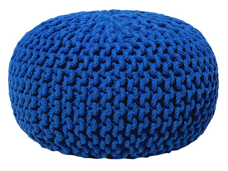 Pufe redondo em tricot azul escuro 40 x 25 cm CONRAD_674157