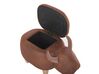 Faux Leather Storage Animal Stool Brown COW_710566