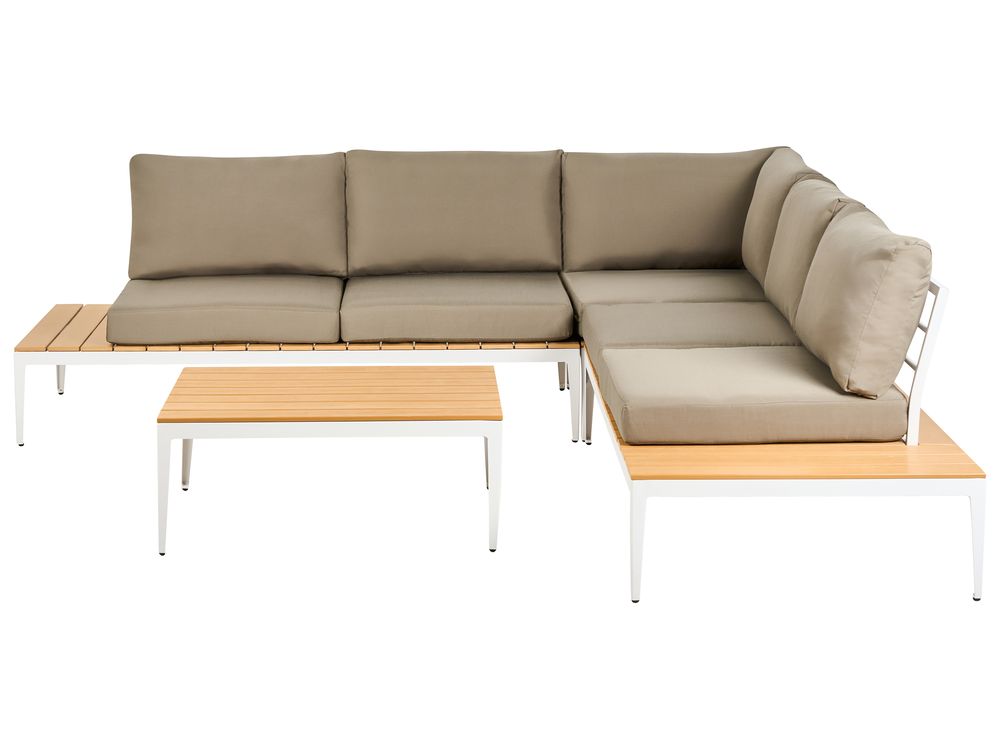 5 Seater Aluminium Garden Corner Sofa Set Grey POSITANO Beliani.co.uk