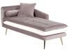 Left Hand Velvet Chaise Lounge Brown with White GONESSE_787795