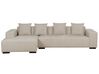 Right Hand Jumbo Cord Corner Sofa with Ottoman Beige LUNGO_898502