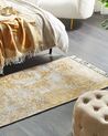 Teppich Viskose senfgelb / beige 80 x 150 cm orientalisches Muster Kurzflor BOYALI_836788