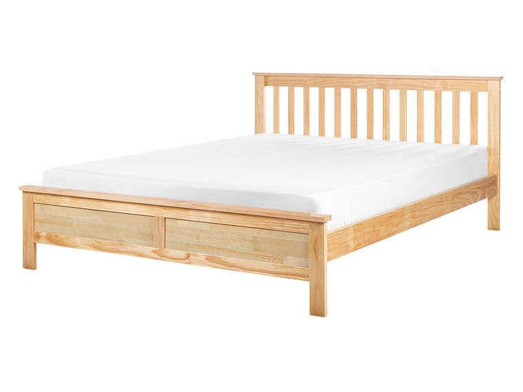 Łóżko drewniane 140 x 200 cm naturalne jasne drewno MAYENNE_906698